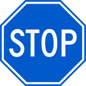 Classic Blue and White Stop Sign Clipart Design with Bold Typography