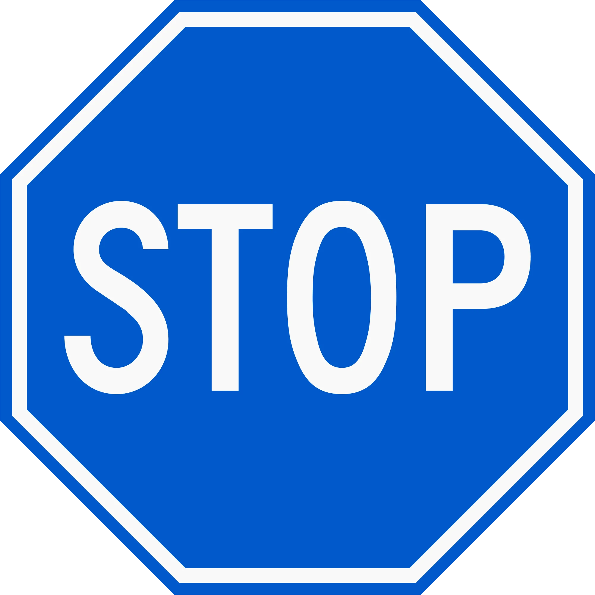 Classic Blue and White Stop Sign Clipart Design with Bold Typography