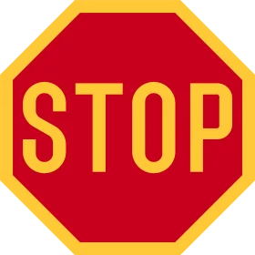 Classic Octagonal Stop Sign Clipart with Bold Yellow and Red Color Scheme