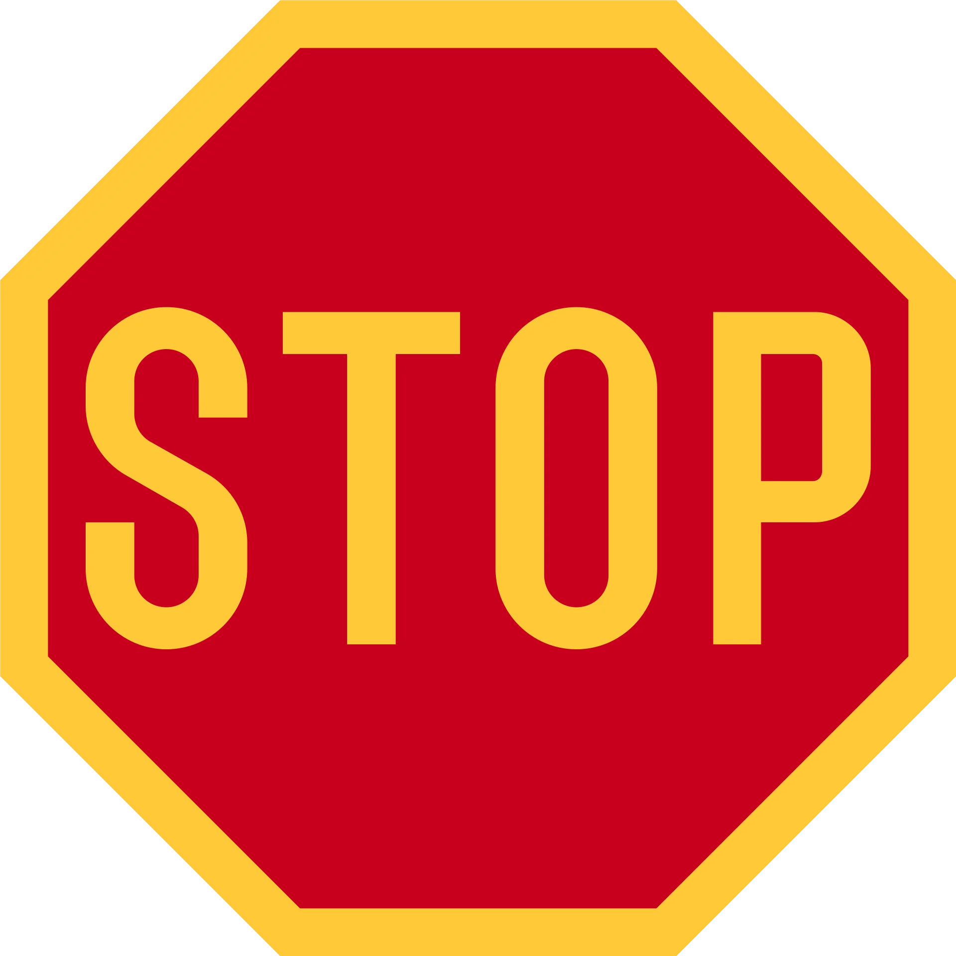 Classic Octagonal Stop Sign Clipart with Bold Yellow and Red Color Scheme