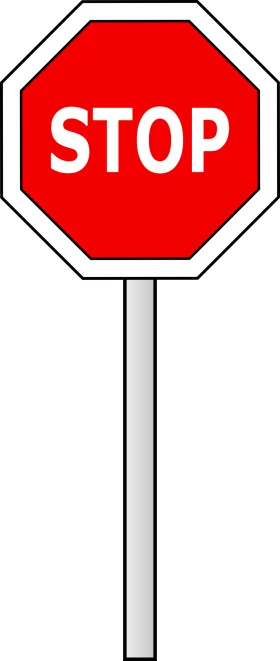 Classic Red Octagonal Stop Sign Clipart Design with Metallic Post