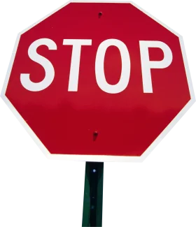 Classic Red Octagonal Stop Sign Clipart with Bold White Typography
