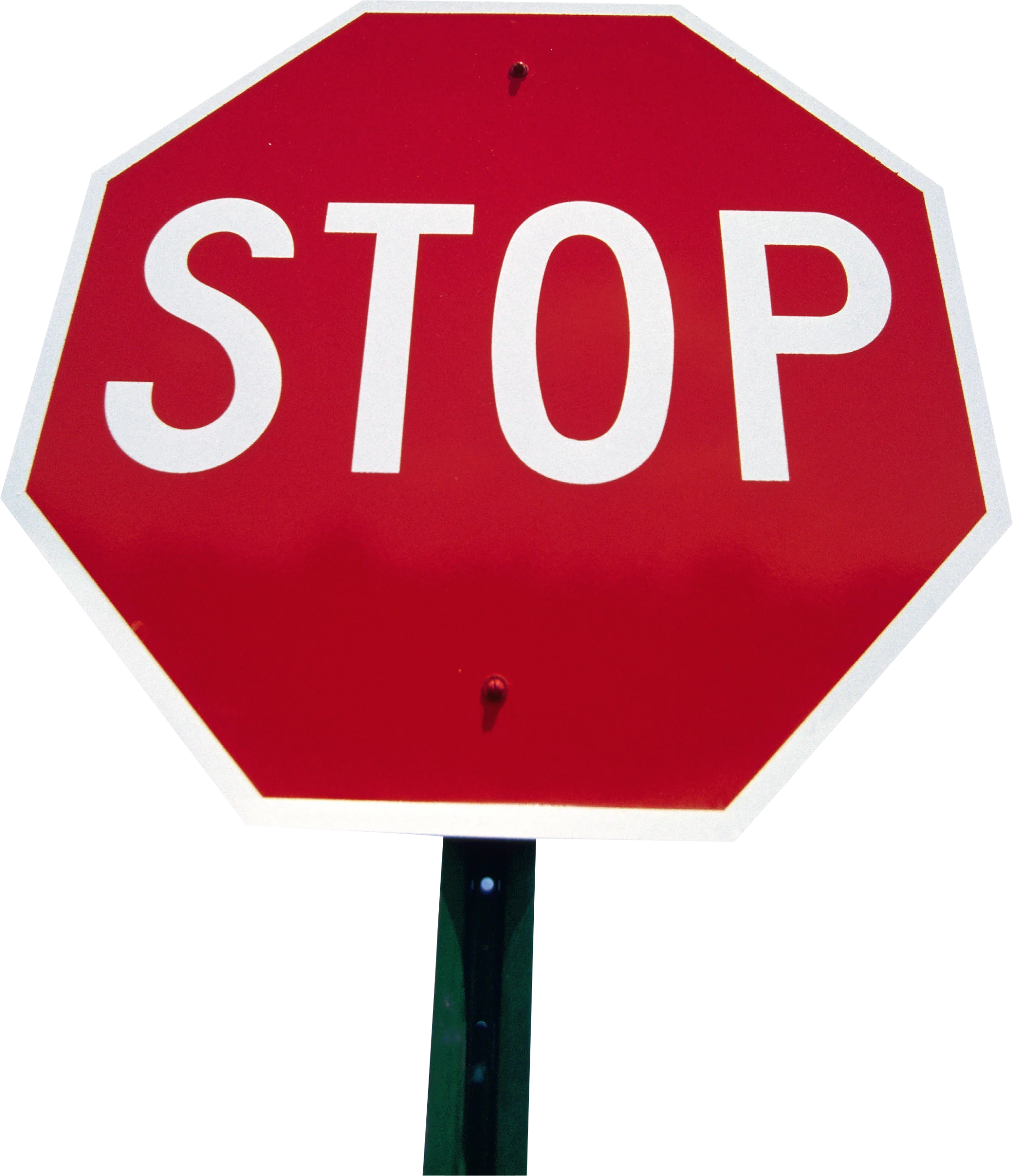 Classic Red Octagonal Stop Sign Clipart with Bold White Typography