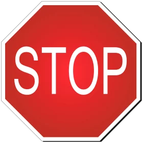 Classic Red Octagonal Stop Sign Clipart with Bold White Typography