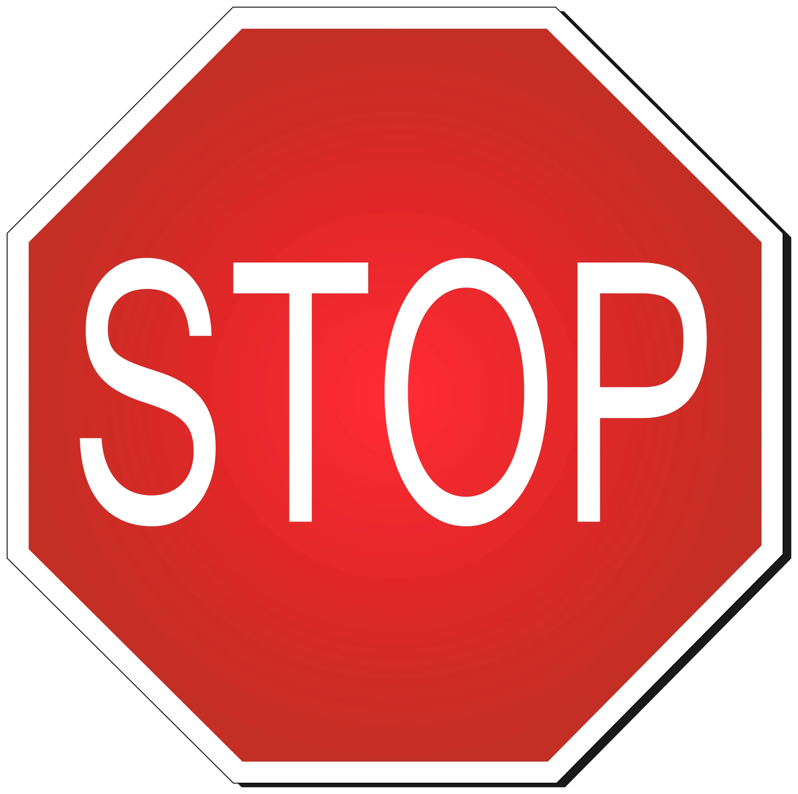 Classic Red Octagonal Stop Sign Clipart with Bold White Typography