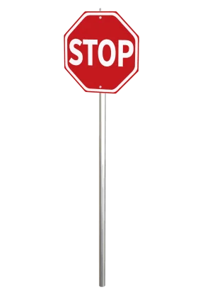 Classic Red Octagonal Stop Sign Clipart with Metallic Pole Design