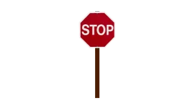 Classic Red Octagonal Stop Sign Clipart with Wooden Post Illustration