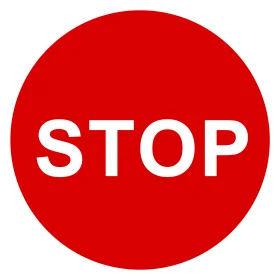 Classic Red Stop Sign Clipart with Bold Typography and Circular Design