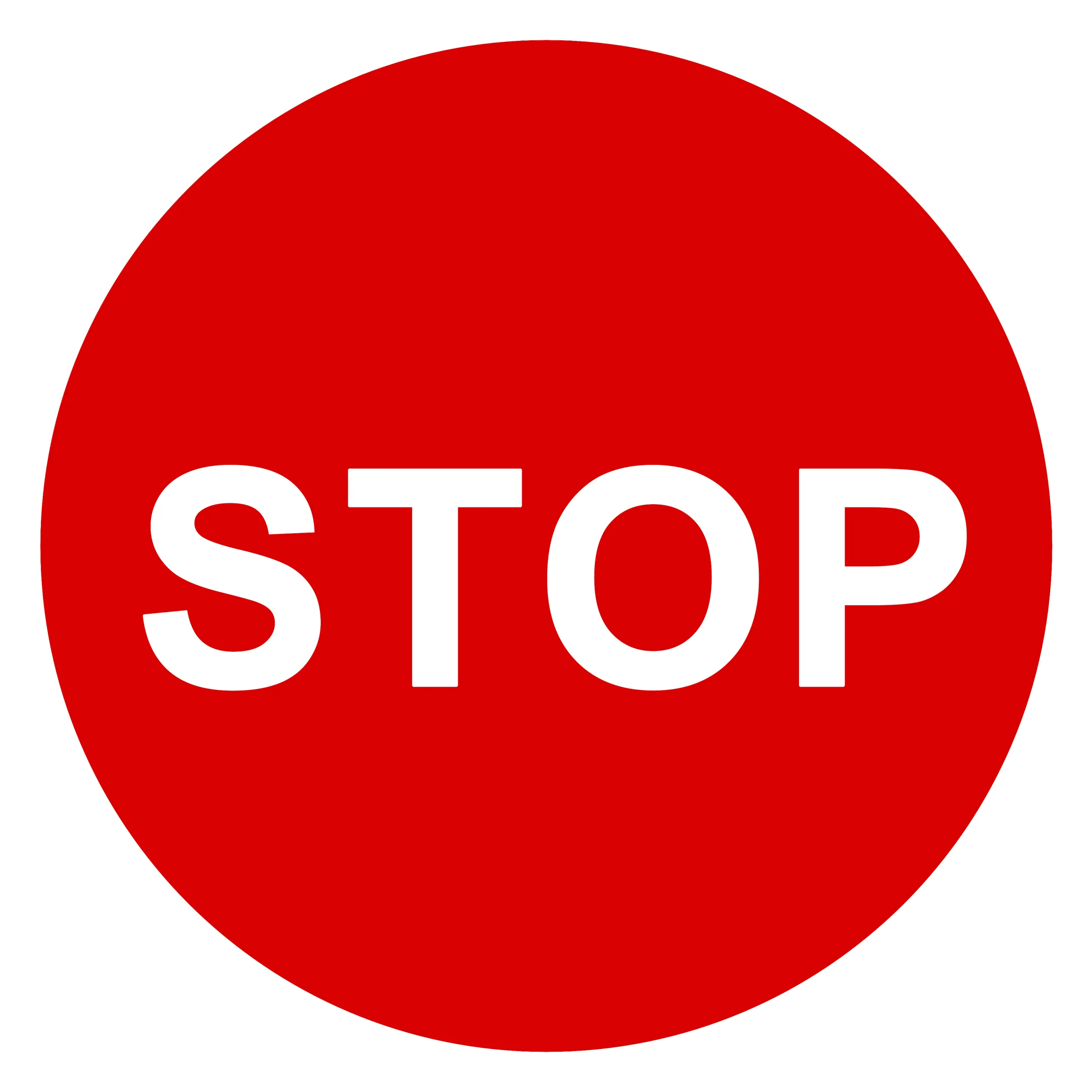 Classic Red Stop Sign Clipart with Bold Typography and Circular Design