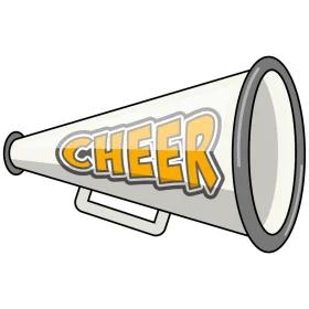 Classic Silver and Yellow Cheer Megaphone Clipart Graphic Design Element