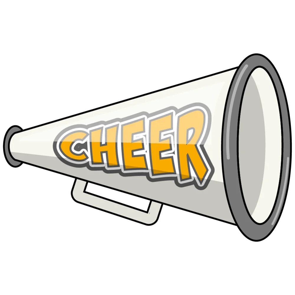Classic Silver and Yellow Cheer Megaphone Clipart Graphic Design Element