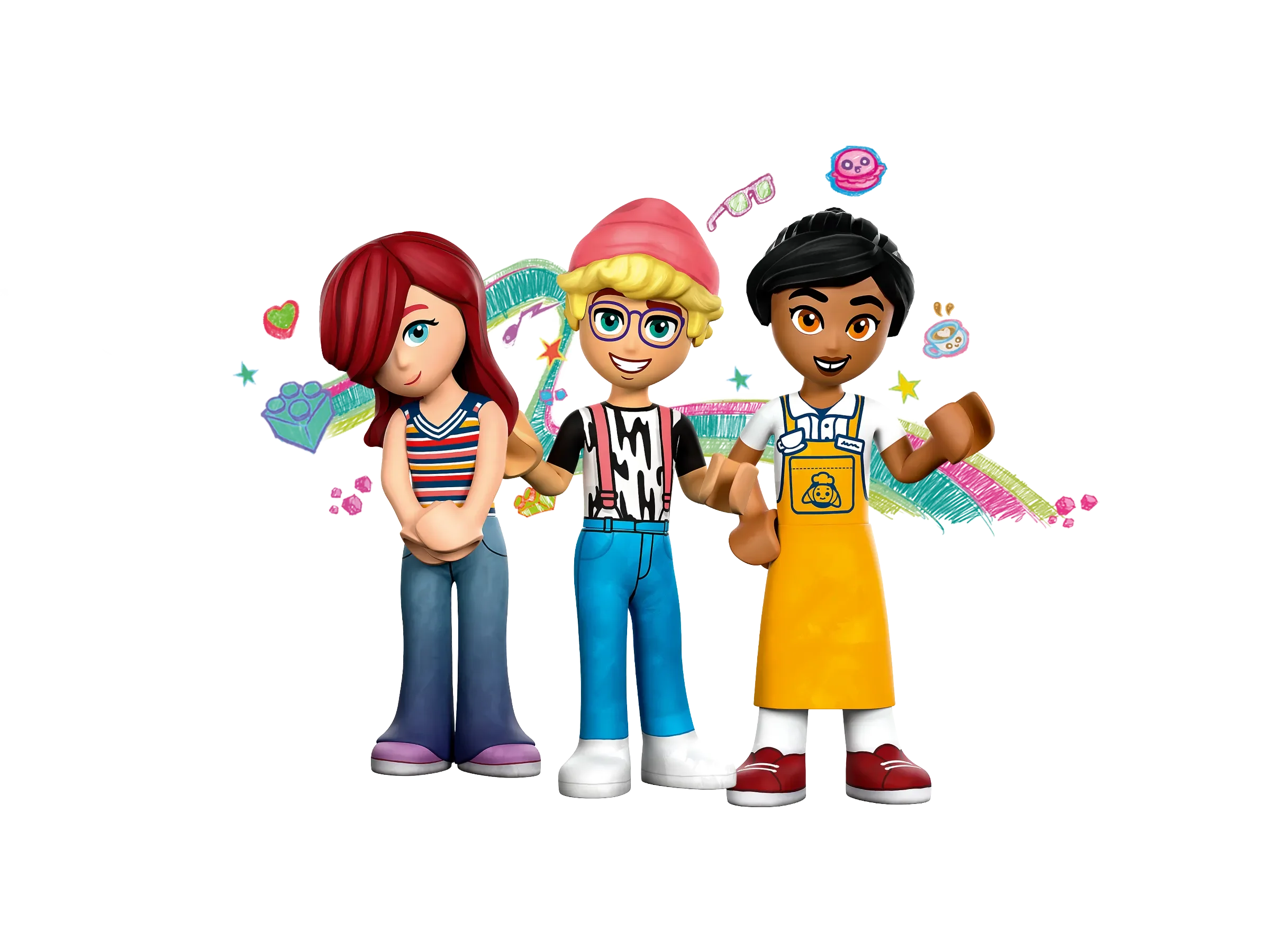 Diverse Group of Animated Friends Celebrating Friendship and Creativity