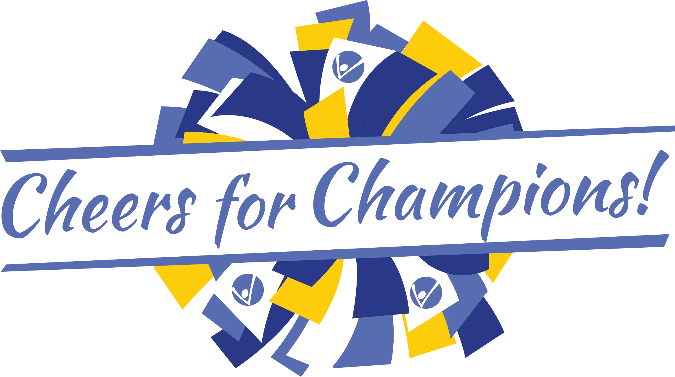 Energetic Blue and Yellow Cheer Champions Clipart Design for Sports Spirit