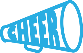 Energetic Blue Cheer Megaphone Silhouette Clipart Design for Spirit and Support