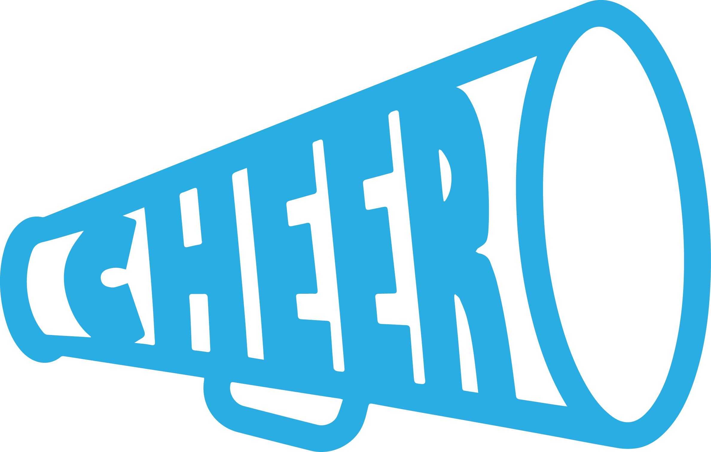 Energetic Blue Cheer Megaphone Silhouette Clipart Design for Spirit and Support