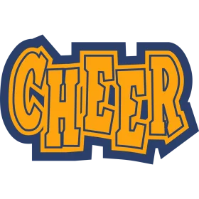 Energetic Cheer Typography Clipart Design with Bold Blue and Yellow Colors