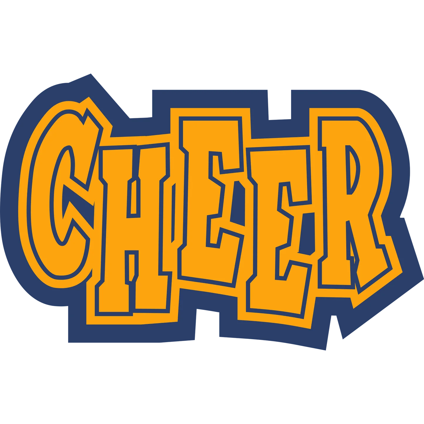 Energetic Cheer Typography Clipart Design with Bold Blue and Yellow Colors