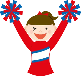 Energetic Cheerleader with Red and Blue Pom-Poms Clipart Design