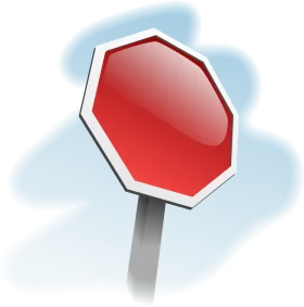 Glossy Crimson Octagonal Stop Sign Clipart with Soft Blue Background