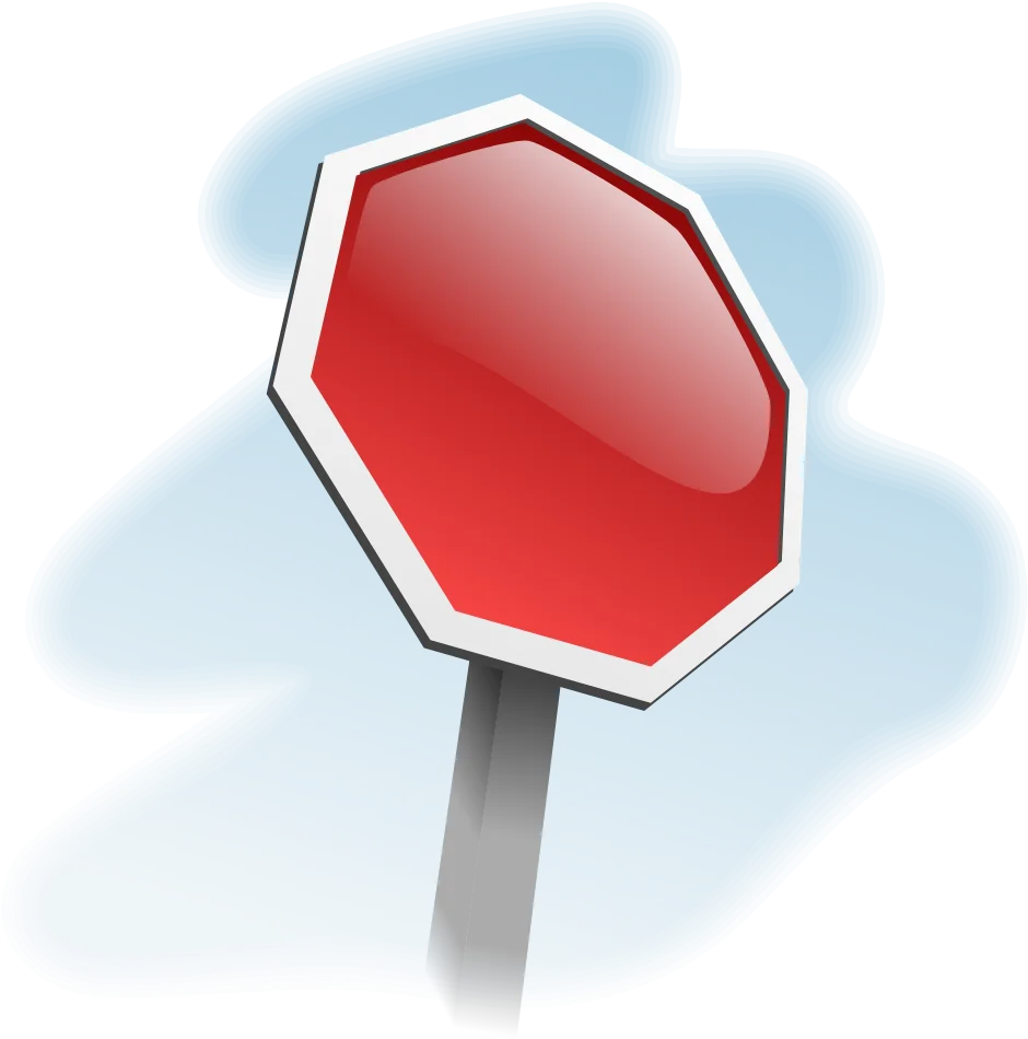 Glossy Crimson Octagonal Stop Sign Clipart with Soft Blue Background