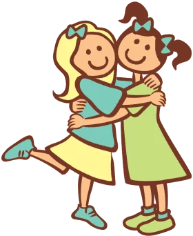 Heartwarming Animation Illustration of Two Best Friends Embracing Each Other Cheerfully