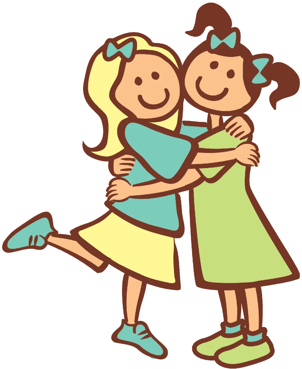 Heartwarming Animation Illustration of Two Best Friends Embracing Each Other Cheerfully