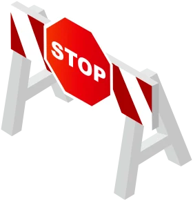 Isometric Red and White Stop Sign Barrier Clipart Design Element