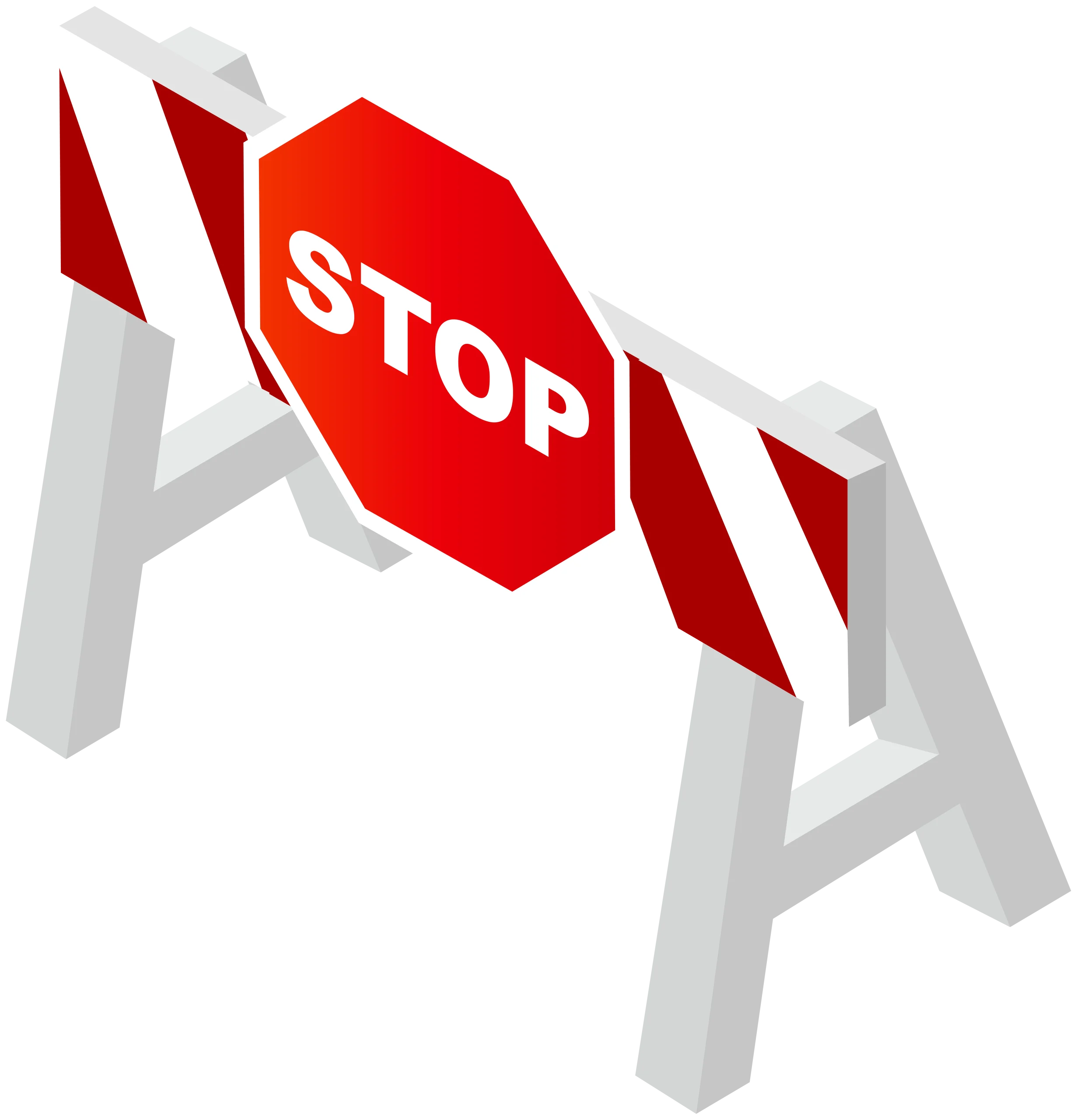 Isometric Red and White Stop Sign Barrier Clipart Design Element