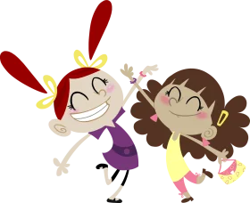 Joyful Friends Dancing Together in Cute Cartoon Animation Style