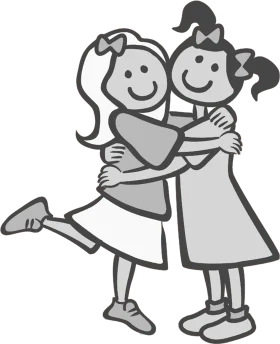 Joyful Friendship Animation: Two Friends Embracing in Heartwarming Sketch