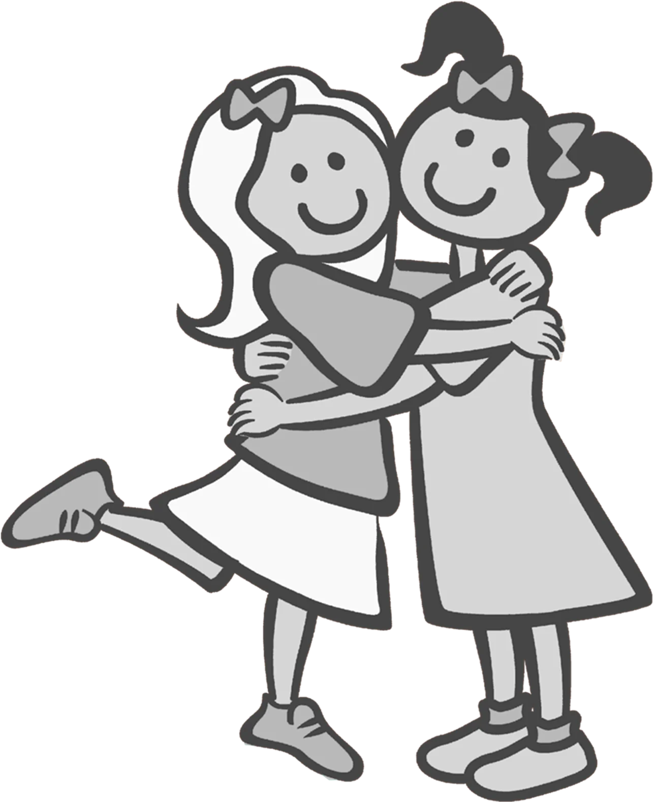 Joyful Friendship Animation: Two Friends Embracing in Heartwarming Sketch