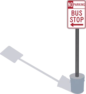 Minimalist Bus Stop No Parking Sign Clipart with Geometric Shadow Design