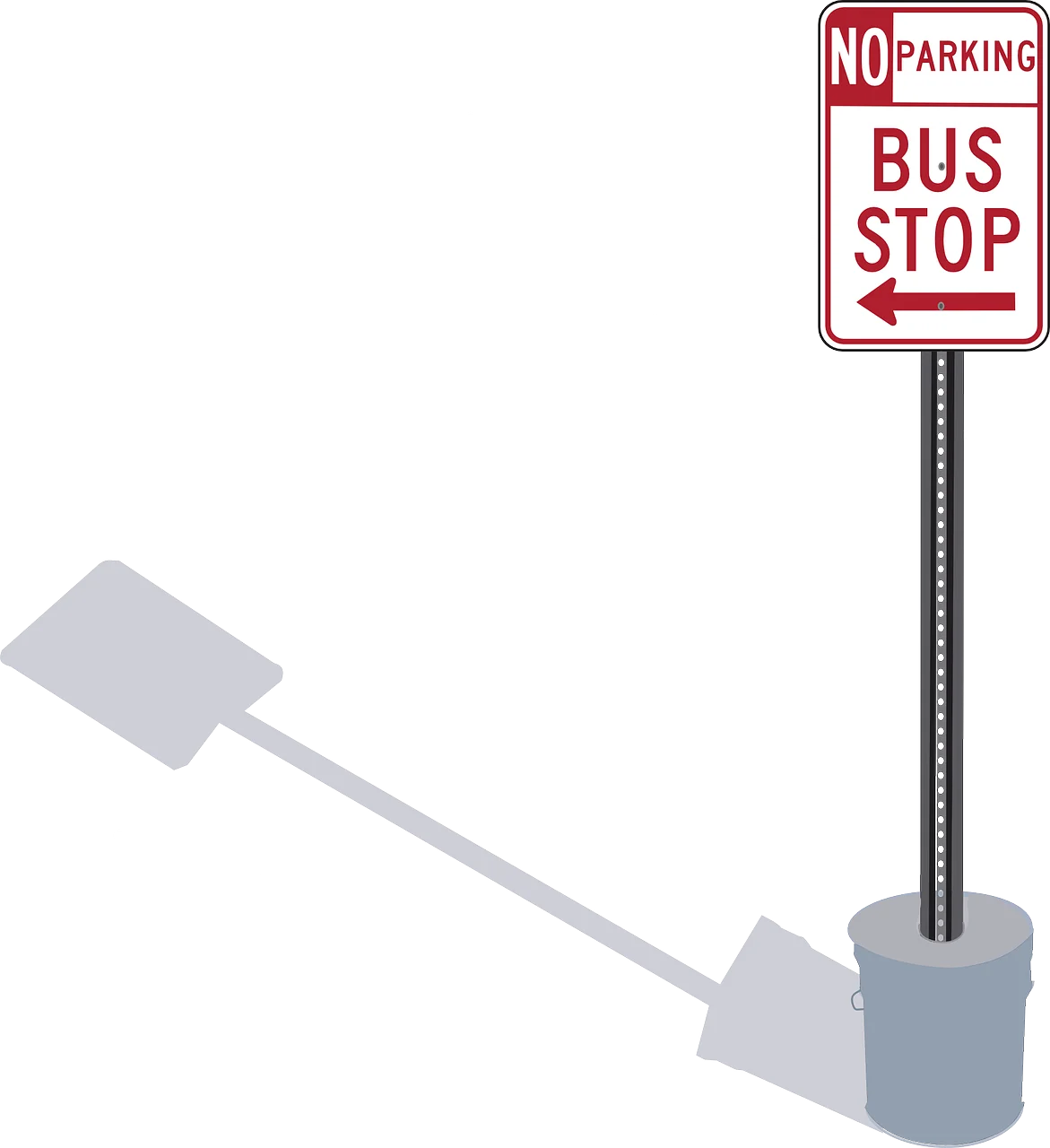 Minimalist Bus Stop No Parking Sign Clipart with Geometric Shadow Design