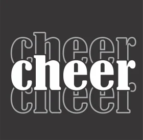 Monochromatic Cheer Typography Clipart Design with Layered Text Effect