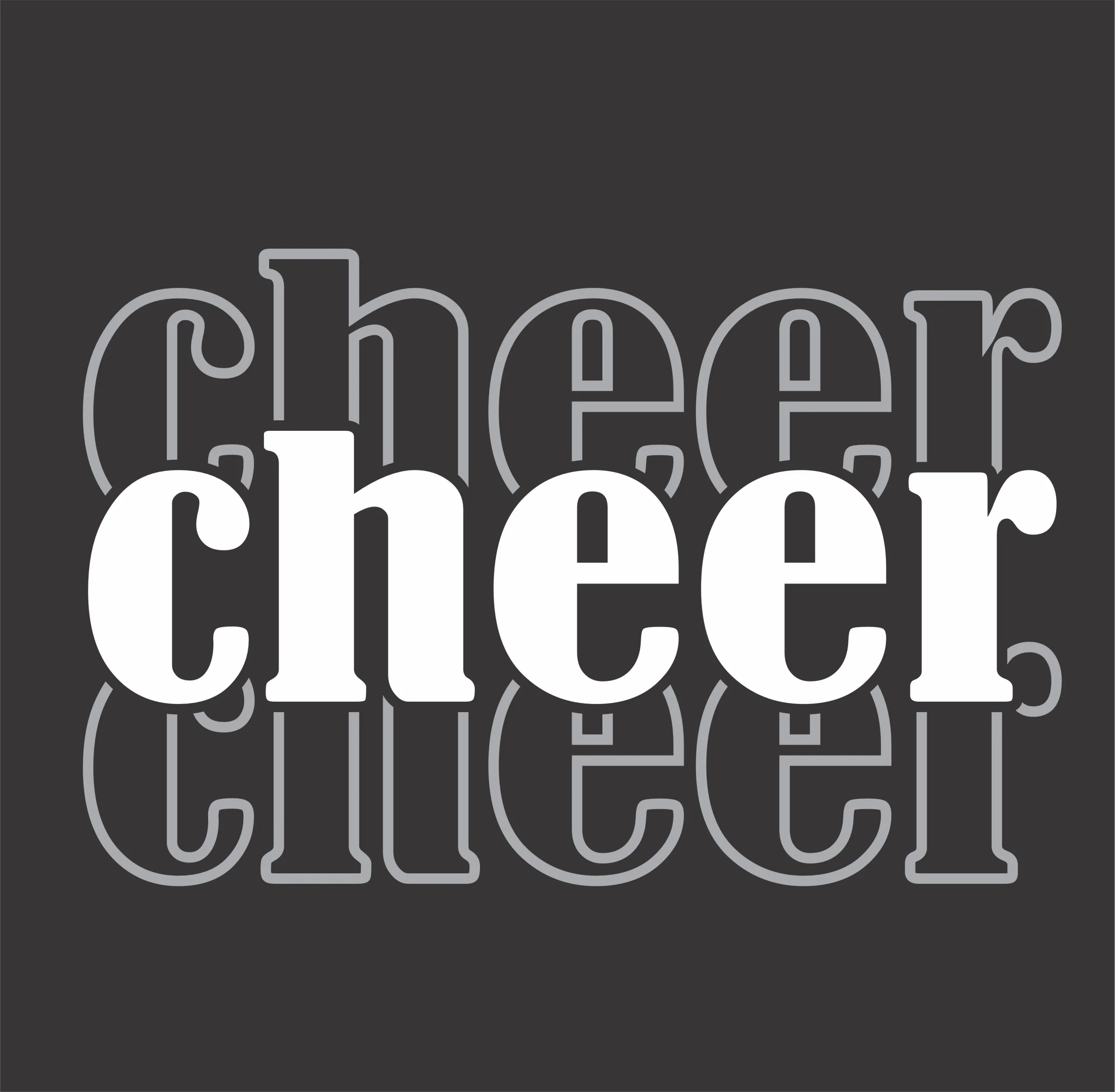Monochromatic Cheer Typography Clipart Design with Layered Text Effect