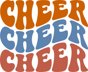 Retro Cheerleading Typography Clipart with Wavy Groovy Lettering Design