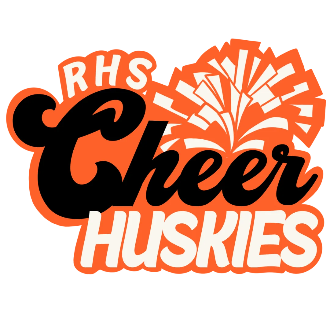 RHS Huskies Cheerleading Explosive Orange and Black Clipart Design