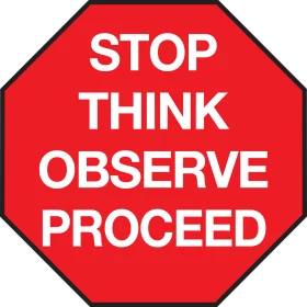 Safety-Focused Red and White Octagonal Stop Sign Clipart with Instructional Message