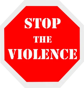 Stop the Violence Bold Red Octagonal Anti-Violence Public Awareness Clipart Design