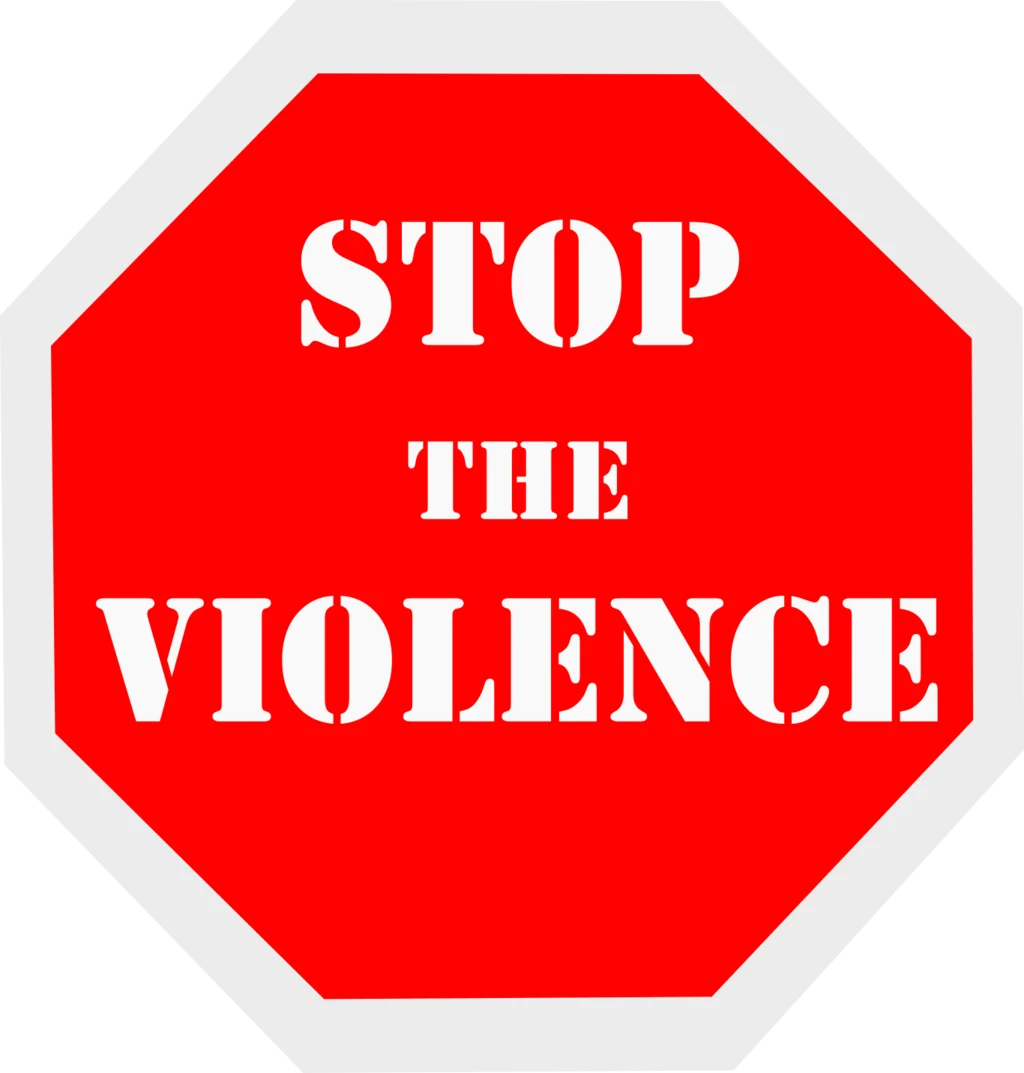 Stop the Violence Bold Red Octagonal Anti-Violence Public Awareness Clipart Design