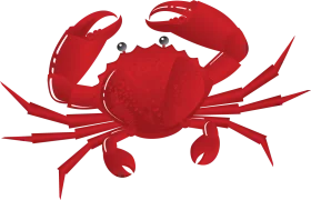 Striking Crimson Crab Clipart with Detailed Silhouette and Articulated Limbs
