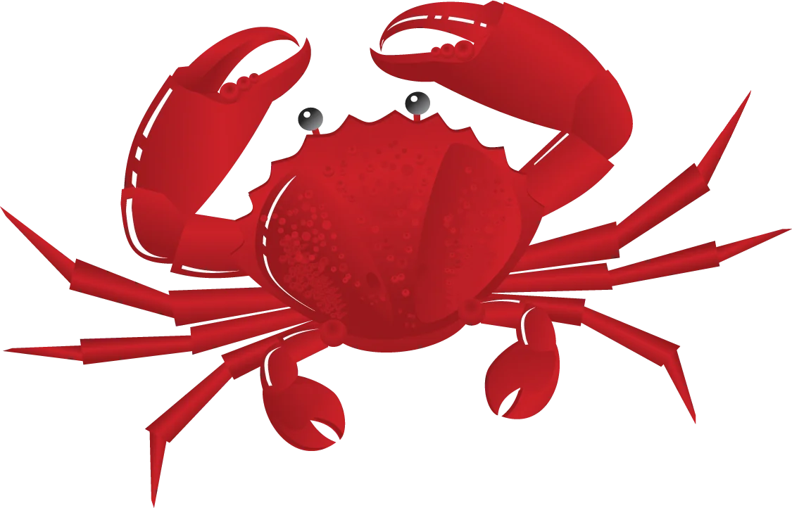Striking Crimson Crab Clipart with Detailed Silhouette and Articulated Limbs