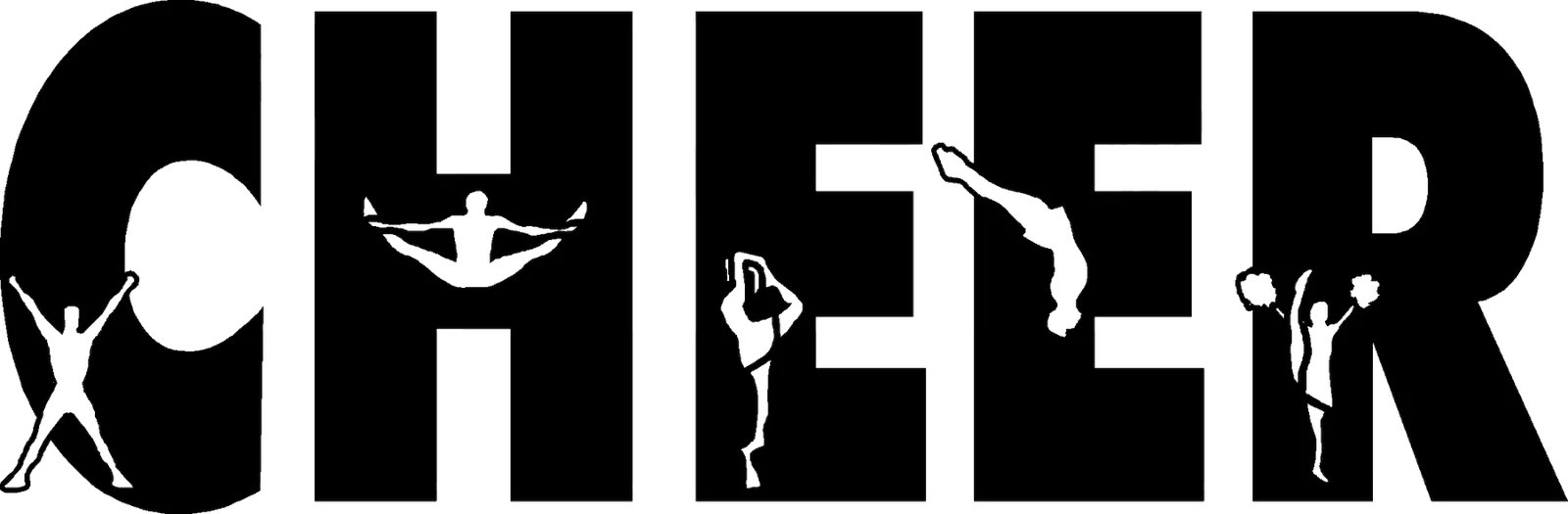 Stylish Black and White Cheerleading Typography Clipart Design