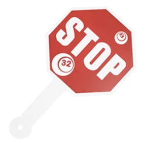 Stylized Red Octagonal Stop Sign Clipart with Circular Elements and Number 32