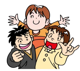 Three Cheerful Cartoon Friends Enjoying Animation Together with Playful Poses