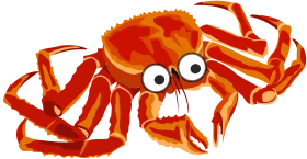 Whimsical Cartoon Crab Clipart with Googly Eyes and Bright Orangey-Red Color