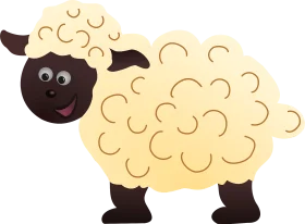Whimsical Cartoon Sheep Clipart with Curly Wool and Adorable Expression