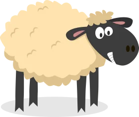 Whimsical Cartoon Sheep Clipart with Fluffy Wool and Playful Expression