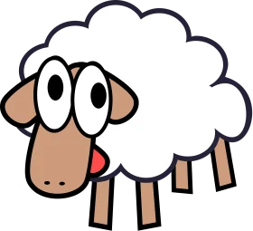 Whimsical Cartoon Sheep Clipart with Playful Expression and Fluffy Cloud-Like Wool
