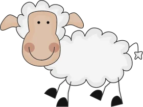 Whimsical Fluffy Cartoon Sheep Clipart with Adorable Minimalist Design